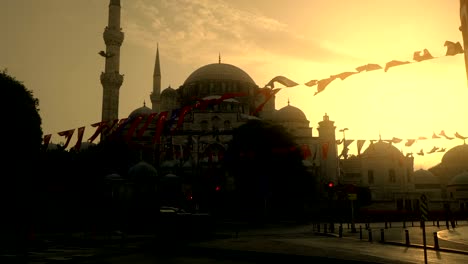 exterior view of sehzade camii or the prince mosque at sunrise. built by suleiman the magnificent for his son sehzade mehmet in fatih, istanbul.