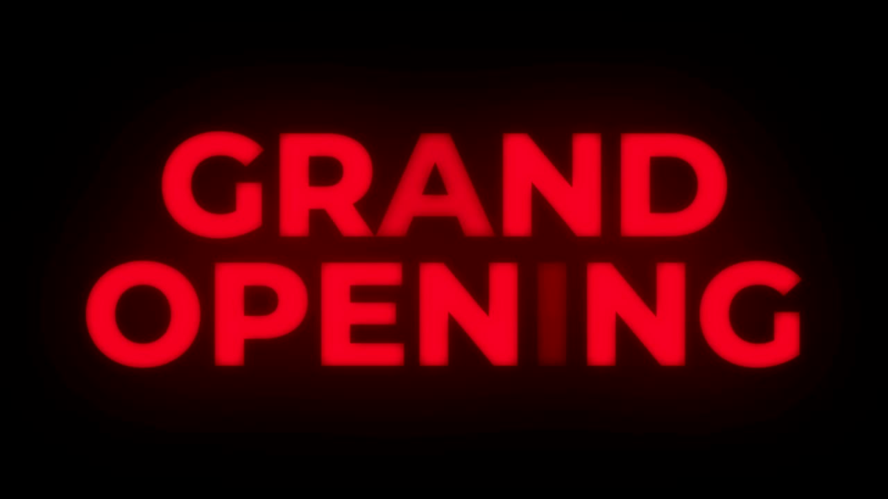 Grand Opening Text Flickering Display Promotional Loop.