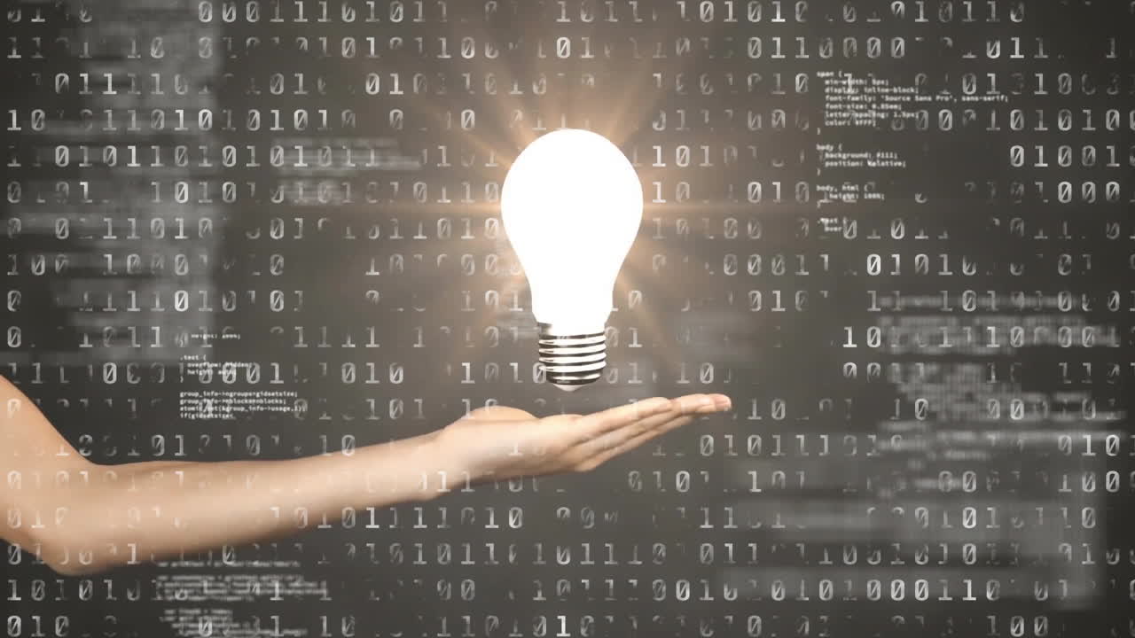 animación de bombillas y codificación binaria, procesamiento de datos científicos