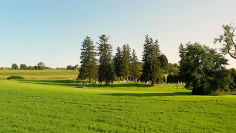 flying through a field revealing gorham cemetery