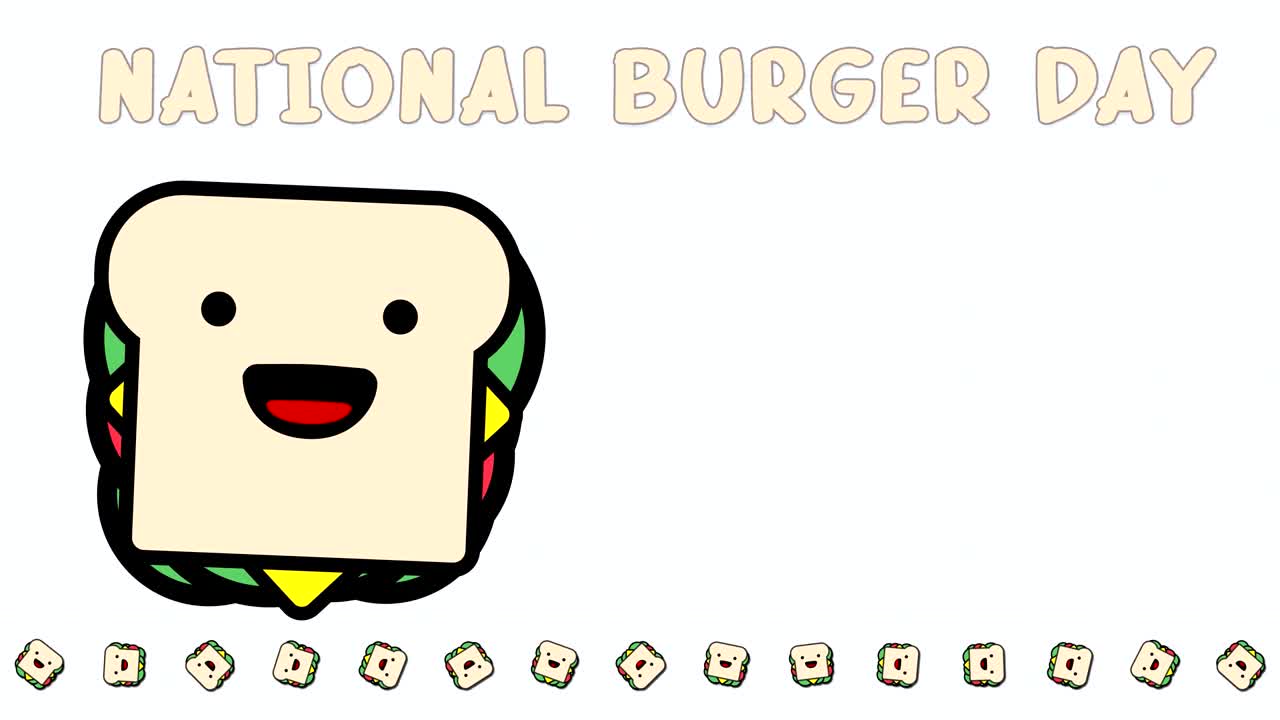 cute, drawn sandwich, with eyes and a mouth, tells something. sandwich icon, animation, on white backdrop. National burger day. fast food concept