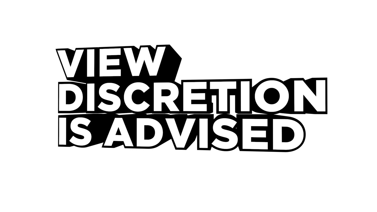 Animated 'View Discretion Is Advised' Text on White Background