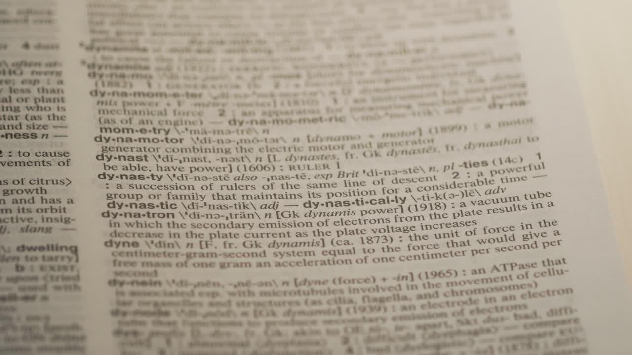 Dynasty Political Dictionary Highlighter Concept, highlighting a word in a dictionary to show it's definition