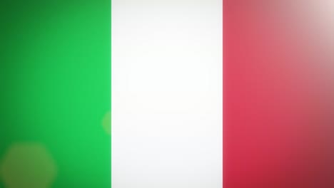 la bandera de italia, estilo plano y simple, con una llamarada de luz brillante que cruza su superficie