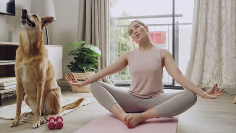 Calm-woman-meditating-while-practicing-yoga