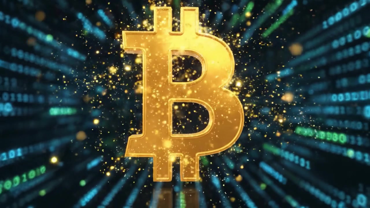 Stunning Visuals of a Golden Bitcoin Amidst a Digital Landscape of Binary Code Representing Cryptography and Innovative Financial Technology
