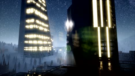 city-skyscrapes-at-night-with-Milky-Way-stars