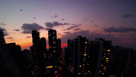 city skyline at dusk