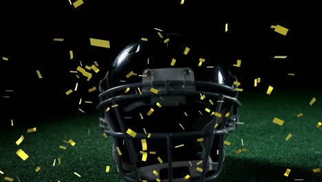 football helmet with confetti