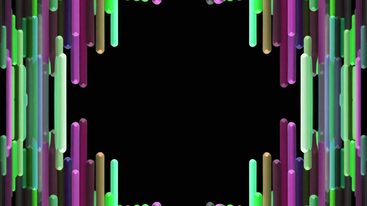 Abstract Animation of Colorful Vertical Cylinders Moving on Black Background