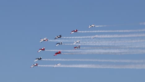 aerial display by a synchronized flying team