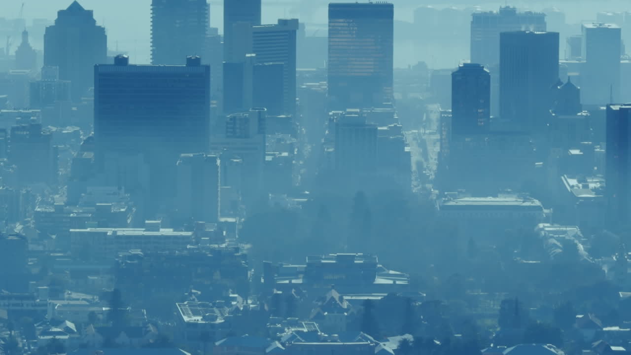 도시 풍경 위에서 움직이는 모양의 애니메이션