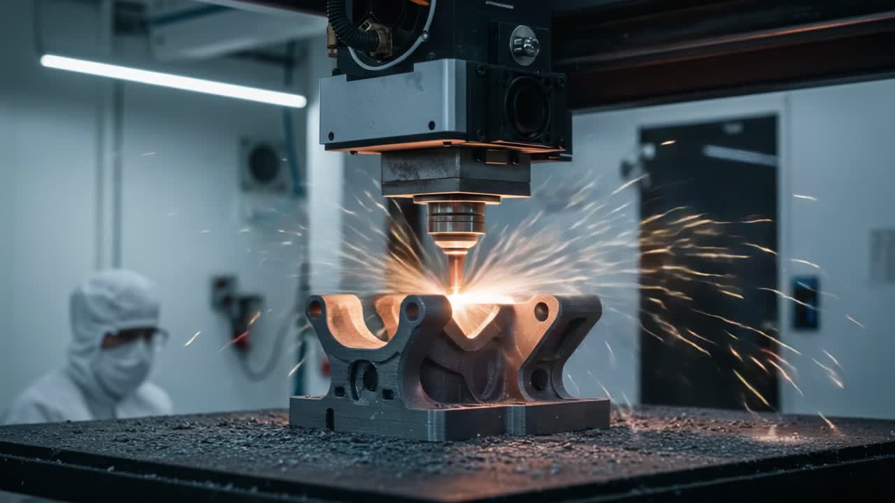 Precision Metal Machining Process: High-Tech Equipment Producing Sparks While Shaping Components in a Controlled Environment for Advanced Manufacturing