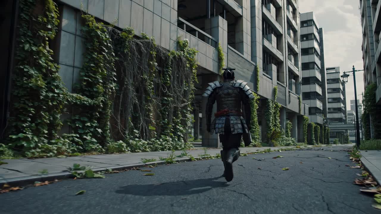 Samurai Warrior in a Post-Apocalyptic City