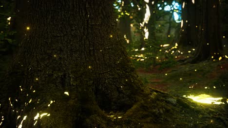 fantasy firefly lights in the magical forest