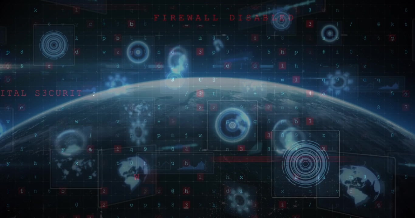 Animation of text with globe and network of connections