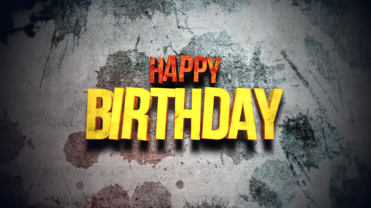 feliz cumpleaños en la textura grunge con salpicaduras de spray
