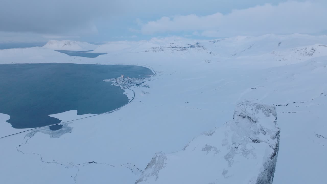 Grundarfjörður from above and far away, early spring, Iceland