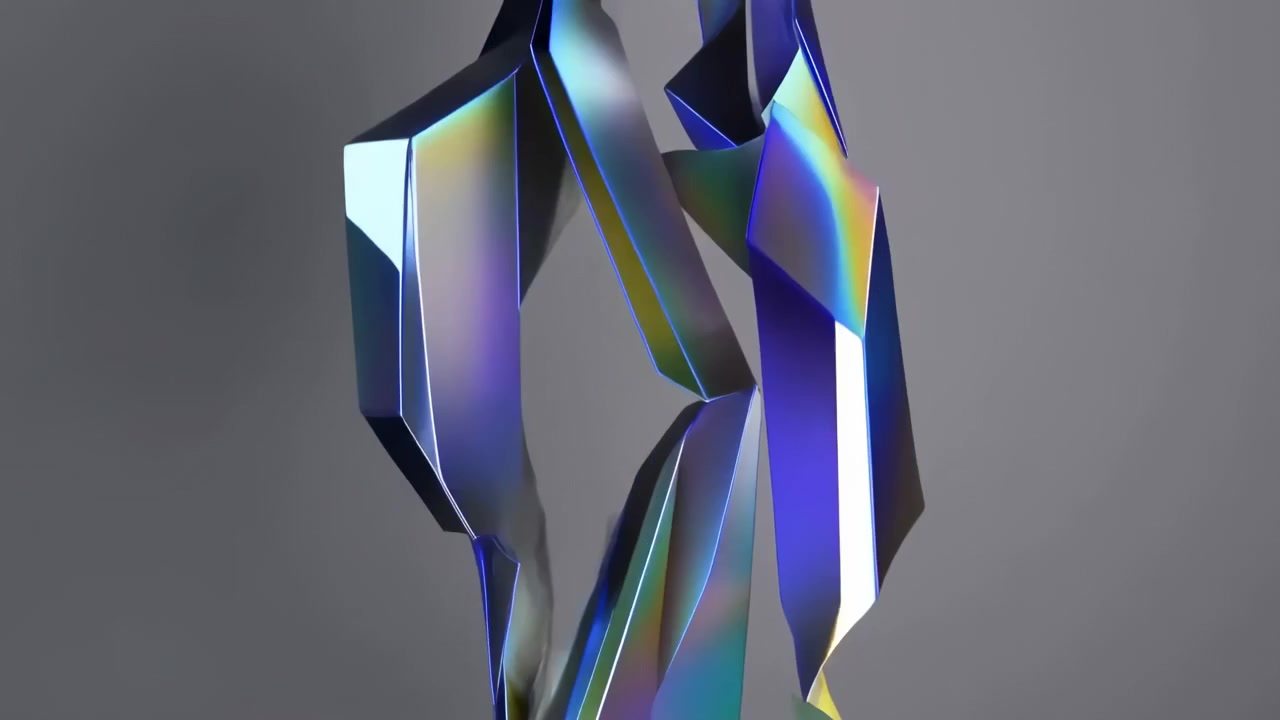 Crystal shimmering, in neutral gray background, with crystals, from a neutral perspective perspective, with blue, purple accents, and elegant and modern mood, with everyday context around.