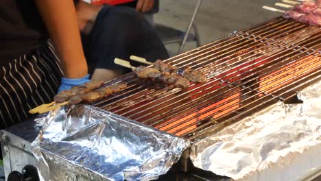 pov to the grilled beef in japanese-korean style.