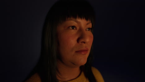 adult mexican lady portrait in the dark