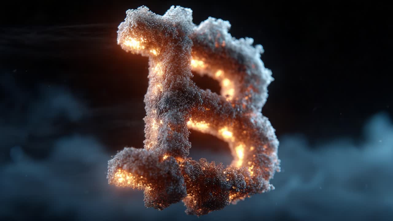 Illuminated Bitcoin Symbol Glowing in Ethereal Clouds, Capturing the Essence of Cryptocurrency's Digital Presence and Technological Influence