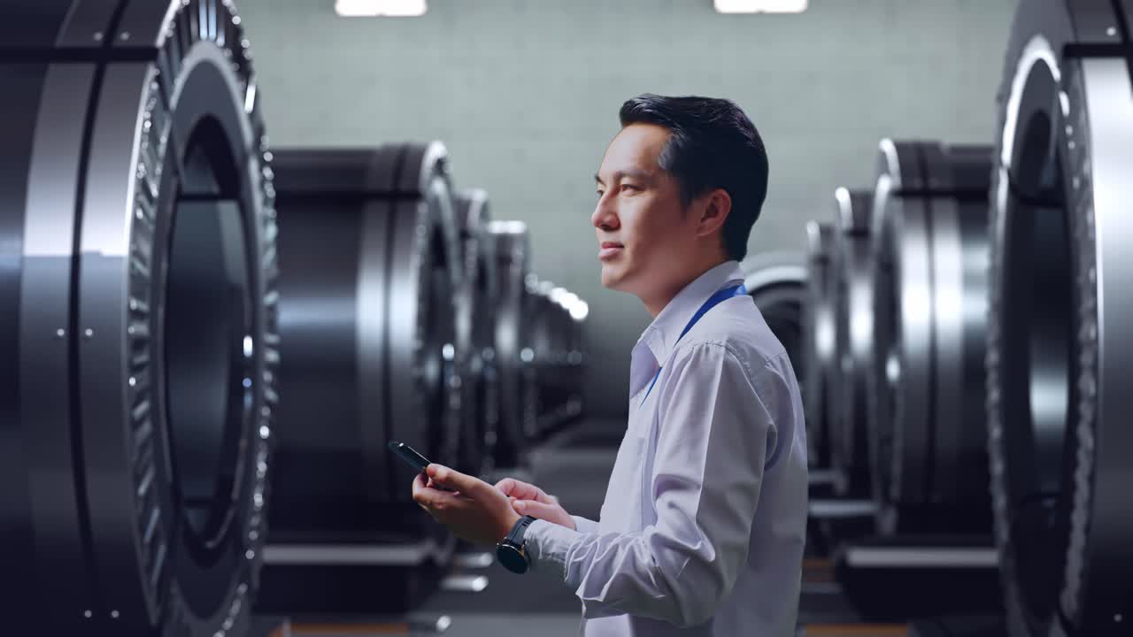 装置を点検する工場作業員