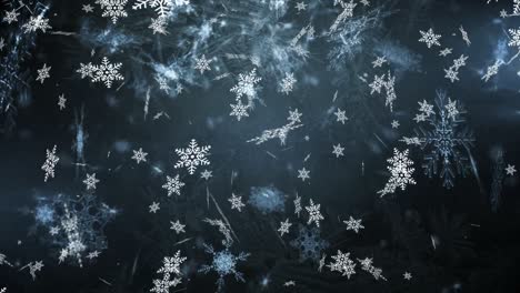 Animation-of-snow-falling-over-black-background