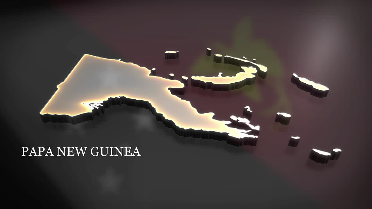 파파뉴기니의 3d 애니메이션 지도