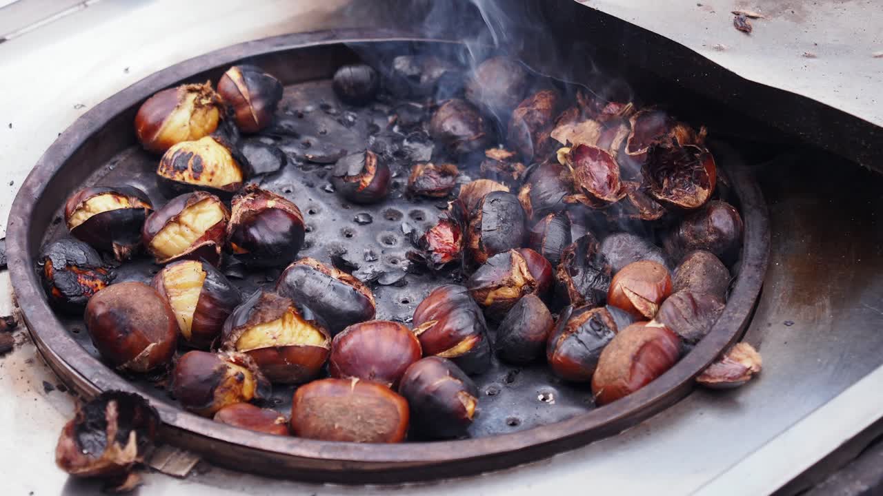 Roasted Chestnuts Being Prepared