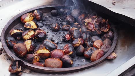 roasted chestnuts being prepared