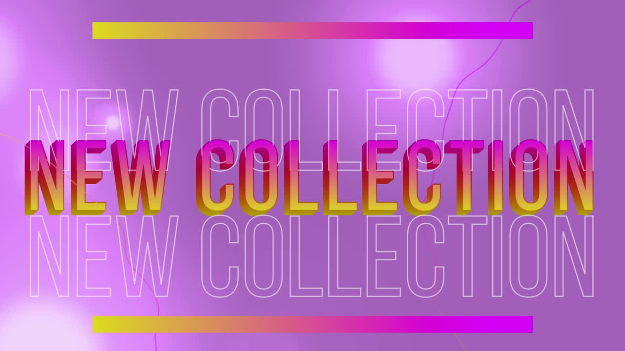 Animation of new collection text over purple background