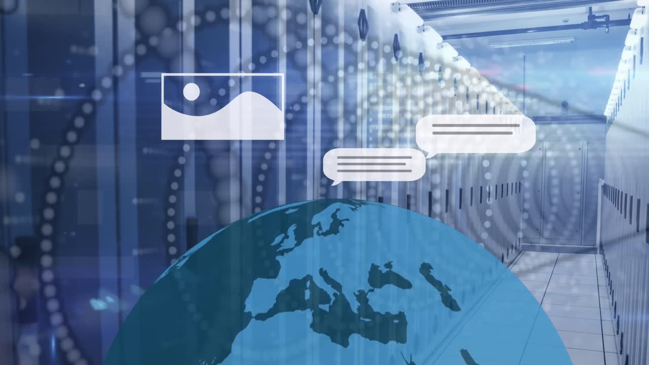 animación de un texto y procesamiento de datos a través de servidores informáticos