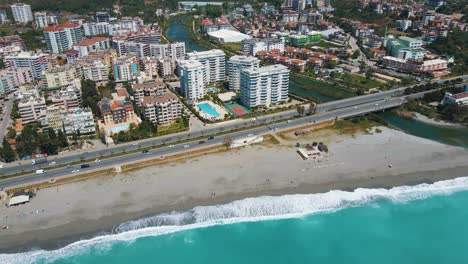 Cleopatra-Playa-Drone-Verano-Mar-Turquía-Alanya-Costa