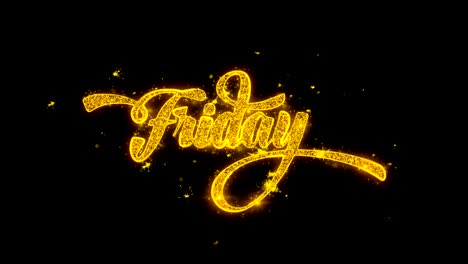 friday typography written with golden particles sparks fireworks