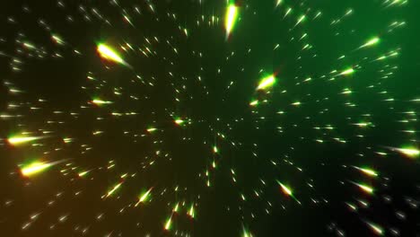 animation of glowing yellow and green light trails moving on black background