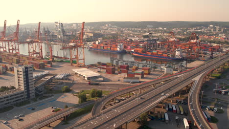 aerial view of gdynia container terminal and marina in poland