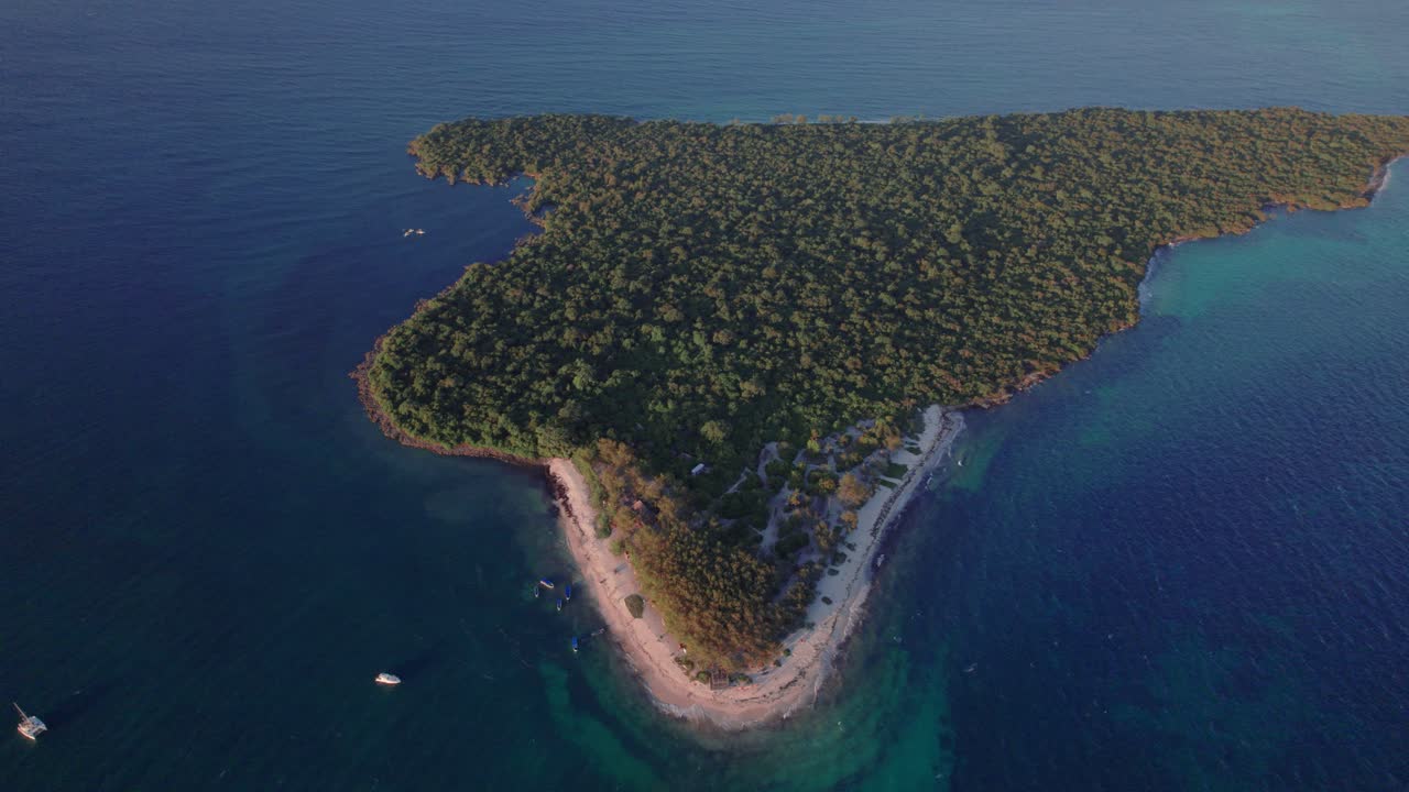 Aerial View of Mbudya Island at sunset in Dar Es Salaam, Tanzania