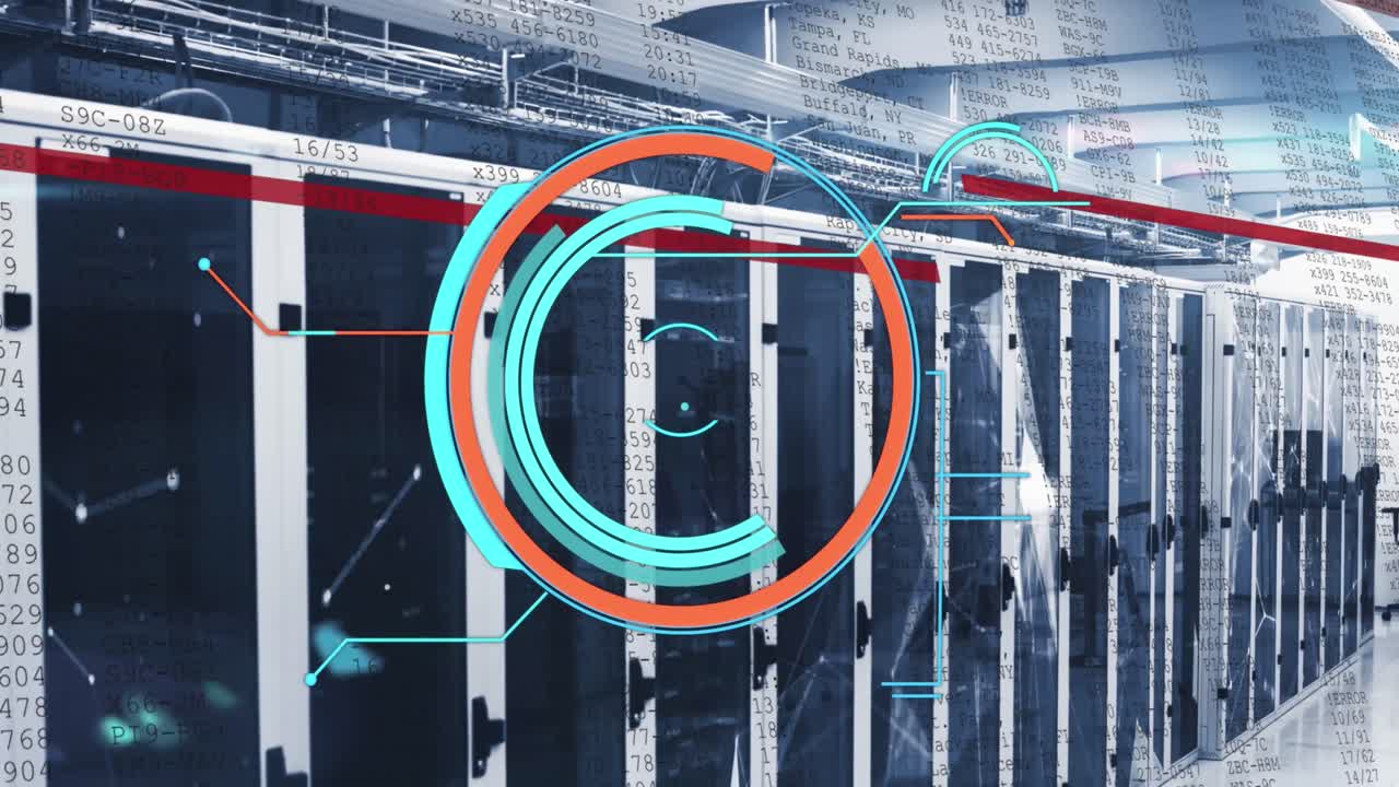 Animation of scope scanning and data processing over server room