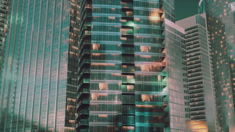 Aerial-view-of-glowing-high-rise-buildings-big-city