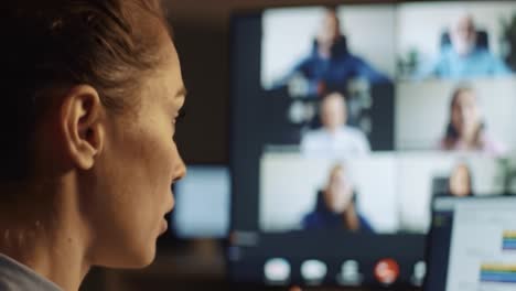 engaging virtual meeting scene featuring individual participant interacting with multiple online channels in a professional setting