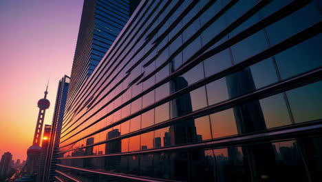 sunrise over shanghai skyscrapers