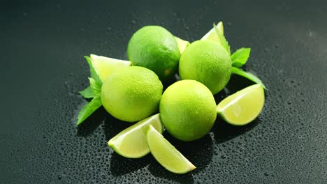 limas verdes maduras en la mesa