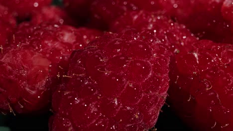 a closeup view of fresh, ripe raspberries, highlighting their vibrant color and delightful texture