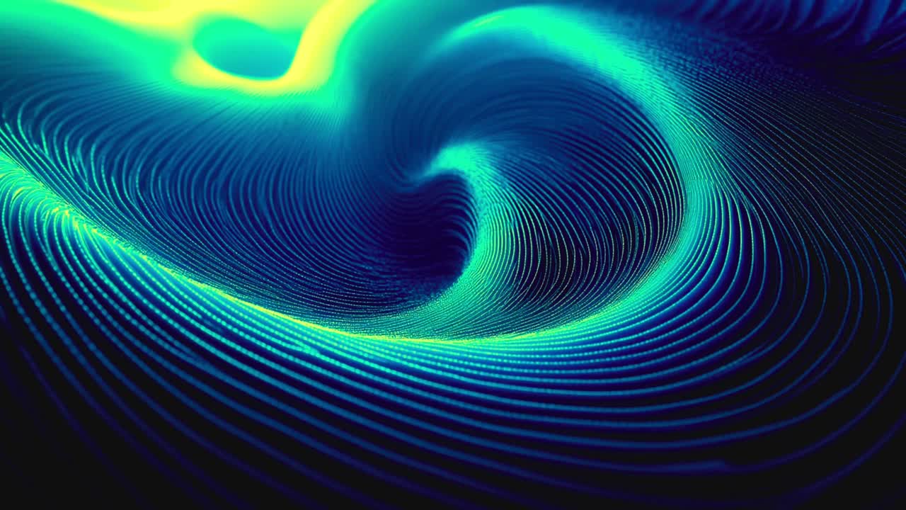 Dynamic Abstract Swirl of Blue and Green Digital Lines