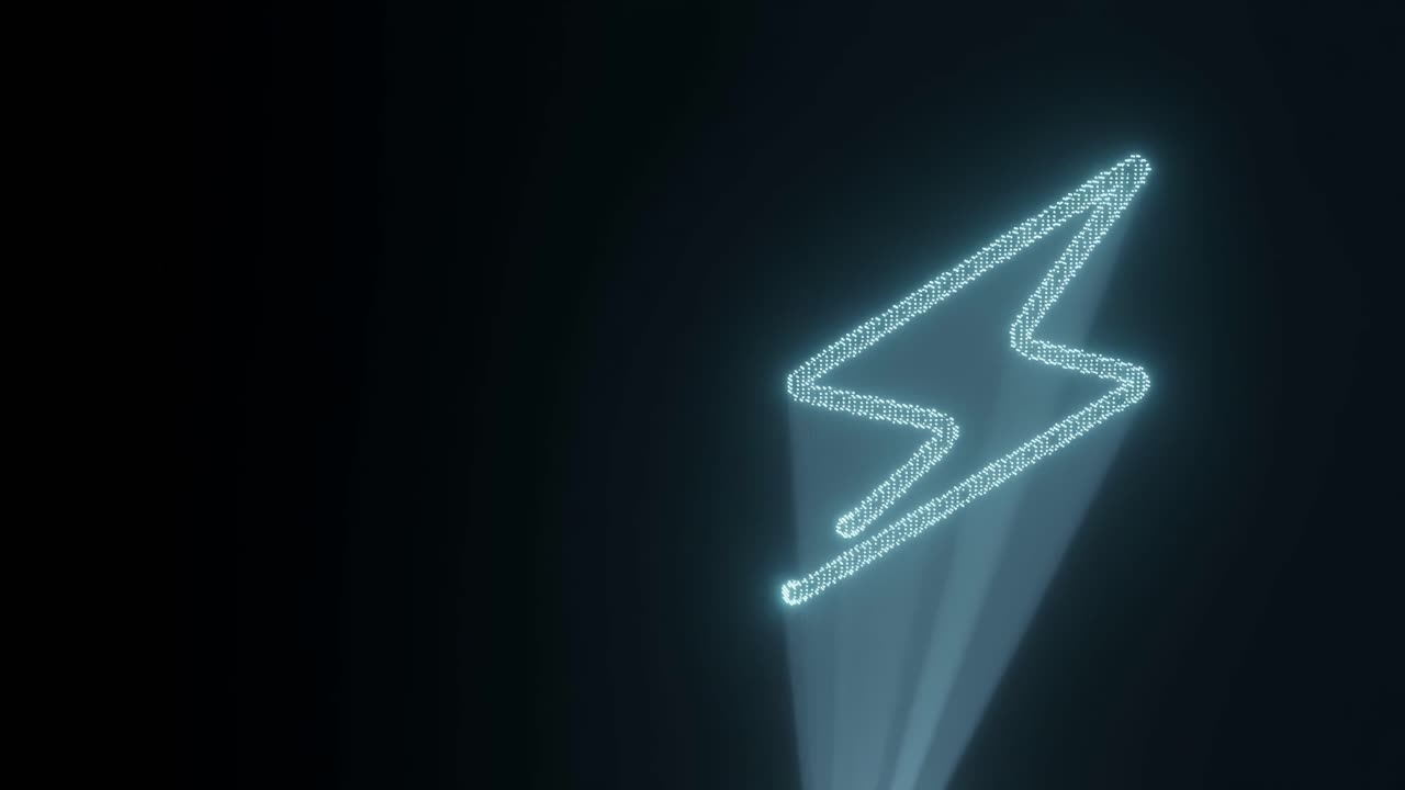 imagen holográfica en 3d de un rayo girando sobre un fondo negro