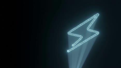 holographic 3d image of lightning bolt rotating on black background