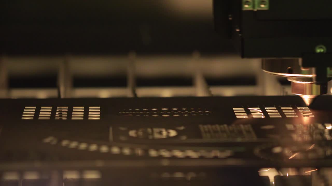 CNC Laser cutting of metal, modern industrial technology.