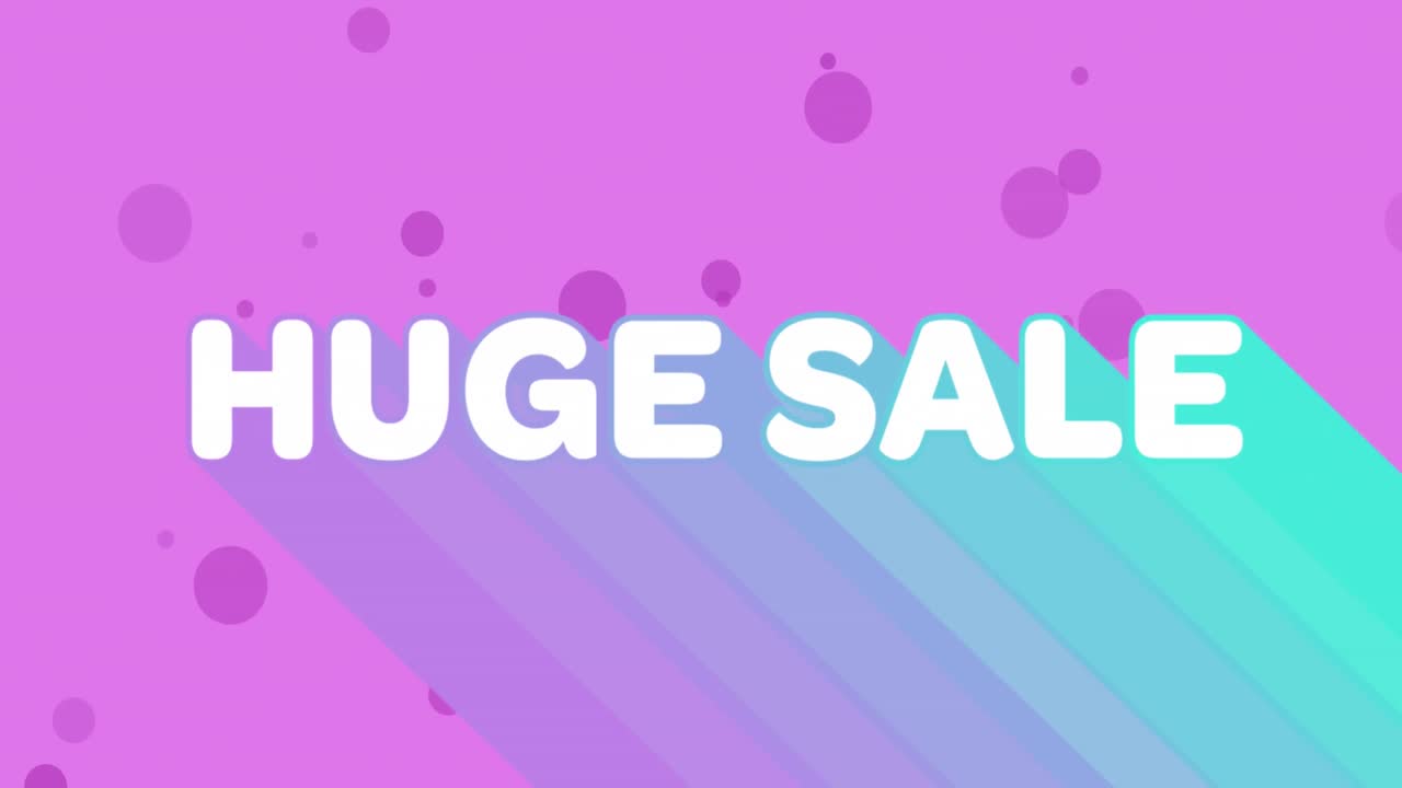 animación de un enorme texto de venta sobre un fondo de patrón vibrante retro