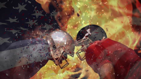 imagen compuesta de jugadores rivales de fútbol americano